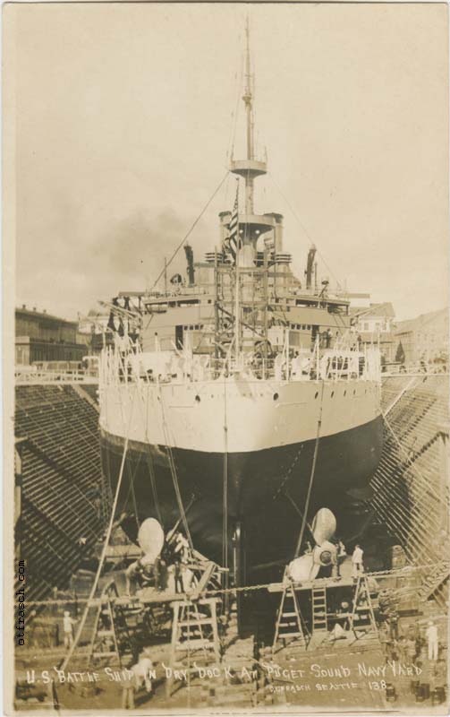 Image 138 - U.S. Battle Ship in Dry Dock at Puget Sound Navy Yard